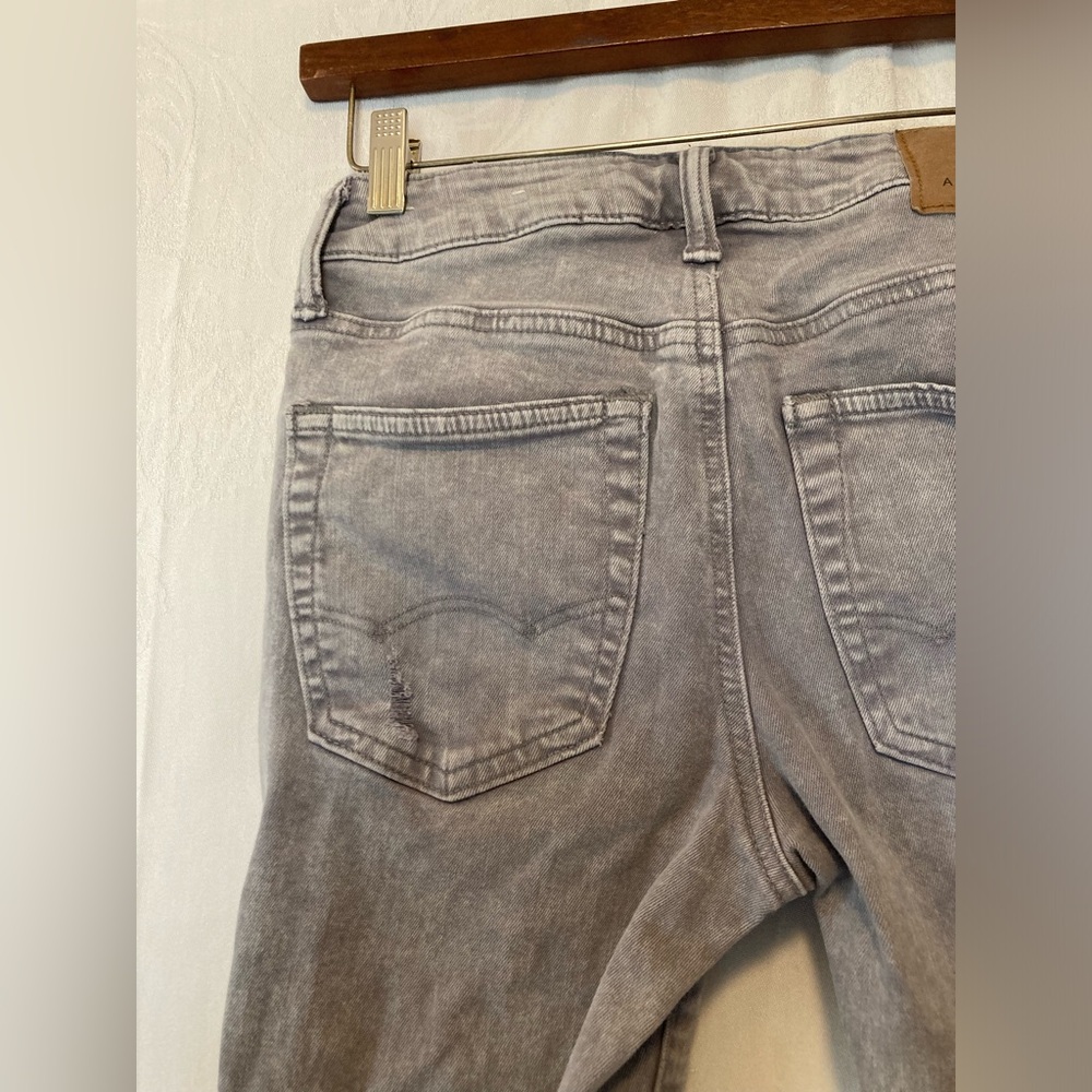 American Eagle Outfitters 28X30 Slim Airflex Gray Distressed Denim Jeans - Picture 8 of 13